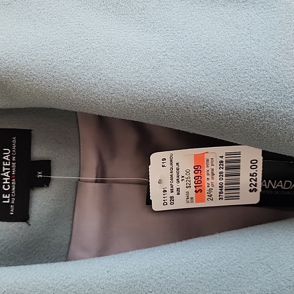 Le Chateau Light Blue Belted Wrap Coat Shawl Collar Wool Blend Sz 3XL - Picture 4 of 6